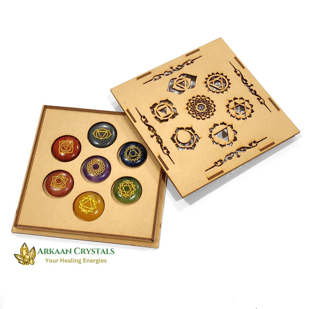 Seven Chakra Reiki Set Round Shaped With Mantra Box