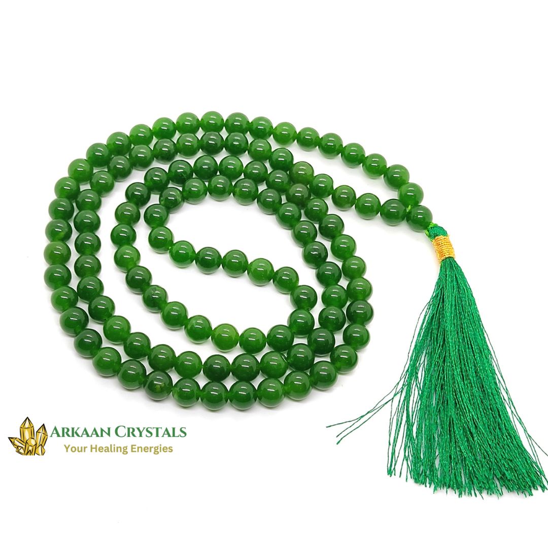 Green Jade Japa Mala 108 + 1 Beads