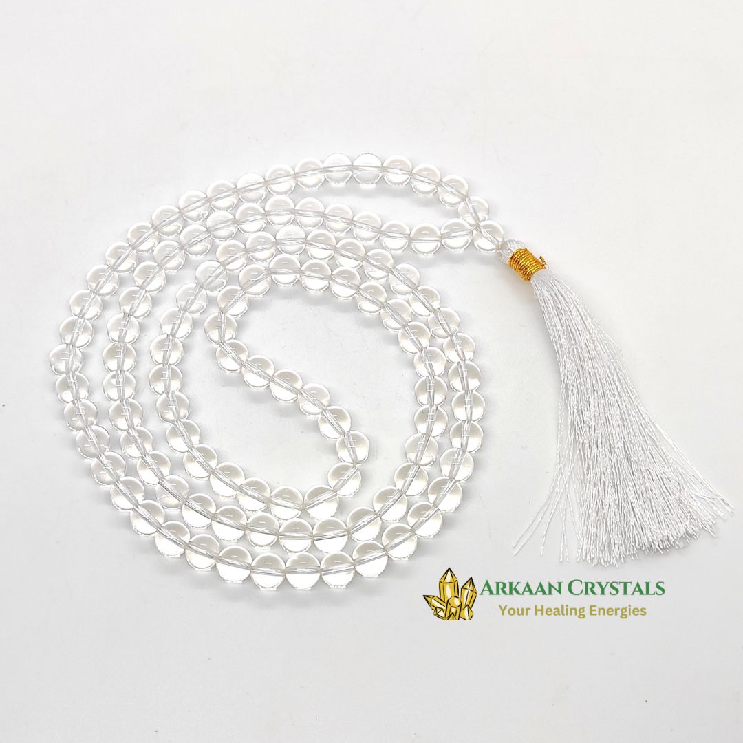 Clear Quartz Japa Mala 108 + 1 Beads