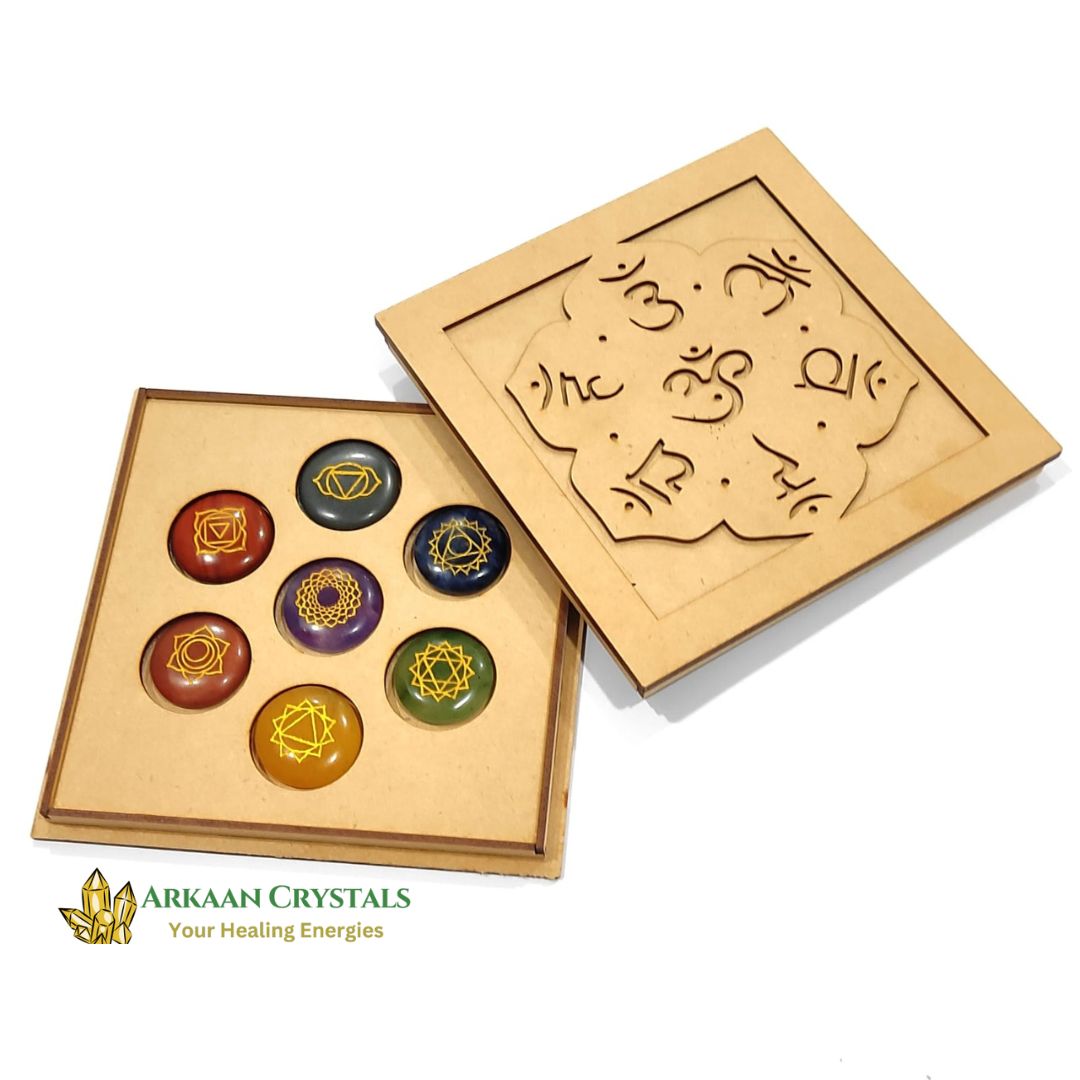 Seven Chakra Reiki Set Round Shaped With Mantra Box