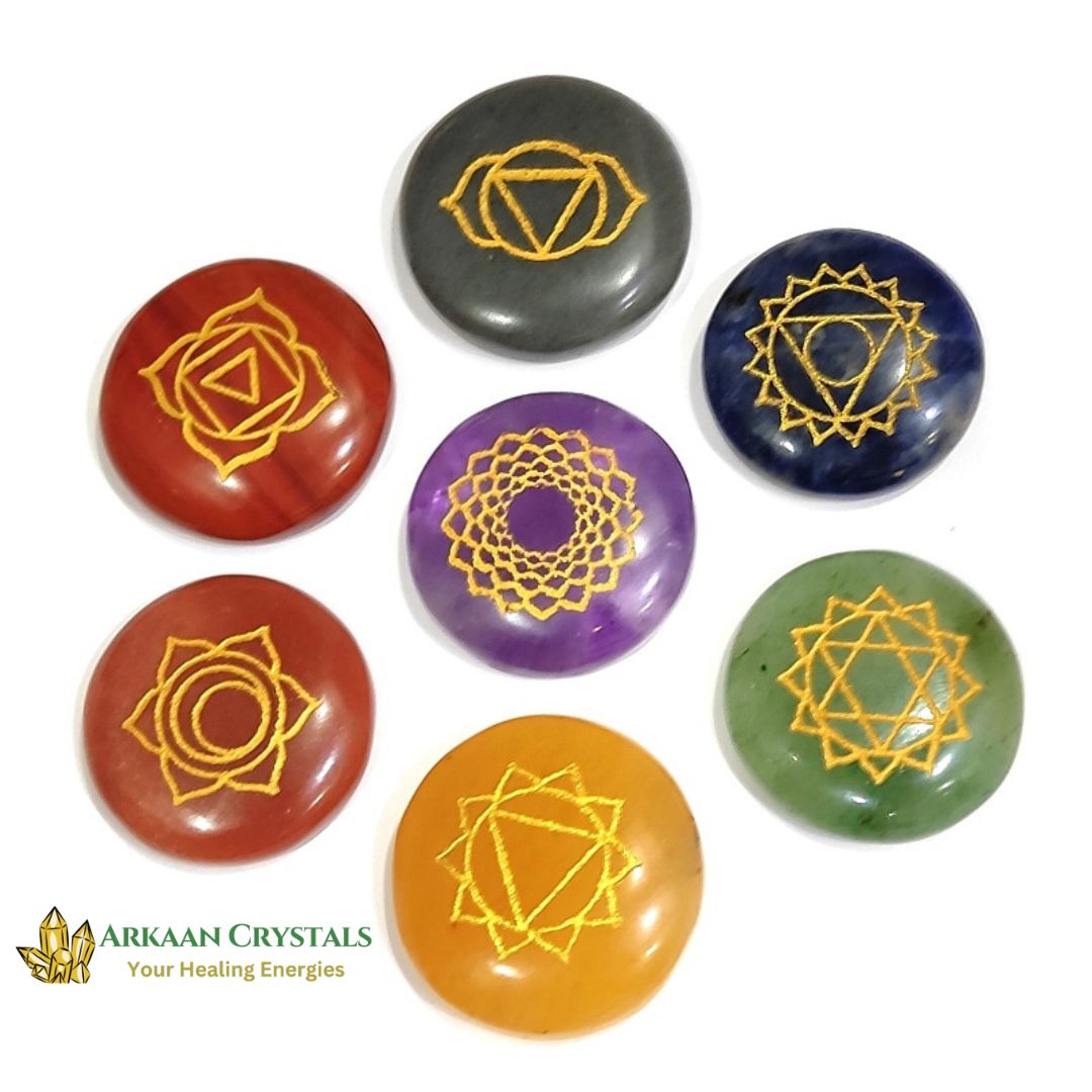 Seven Chakra Reiki Set Round Shaped With Mantra Box