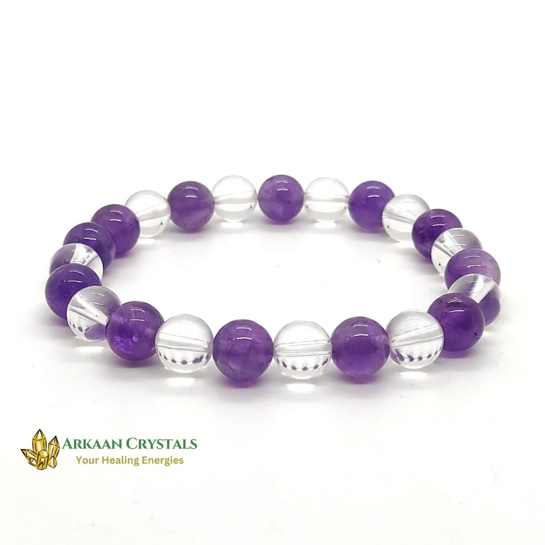 Clear Quartz With Amethyst Bracelet