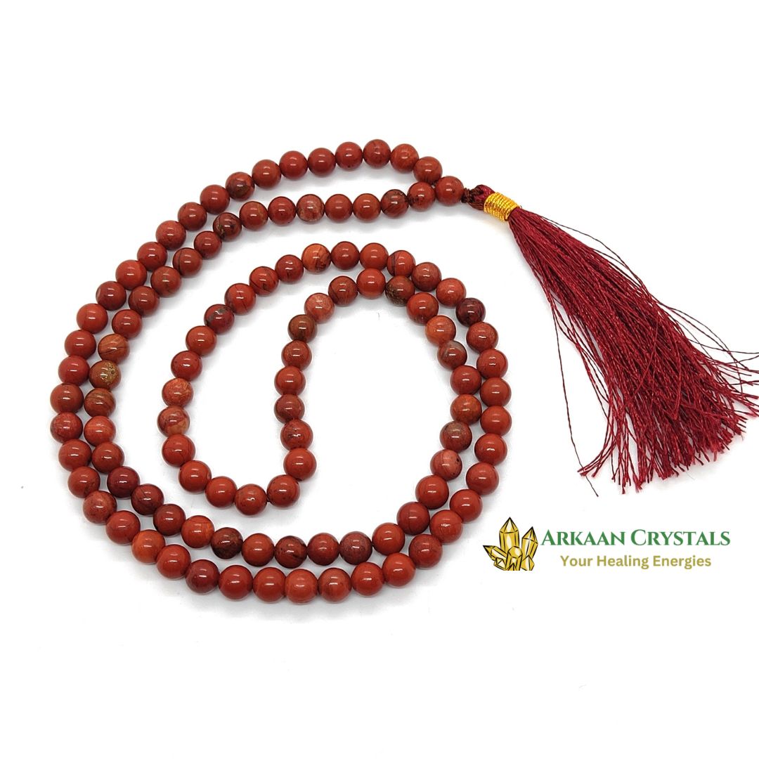 Red Jasper Round Japa Mala 108+1 Beads