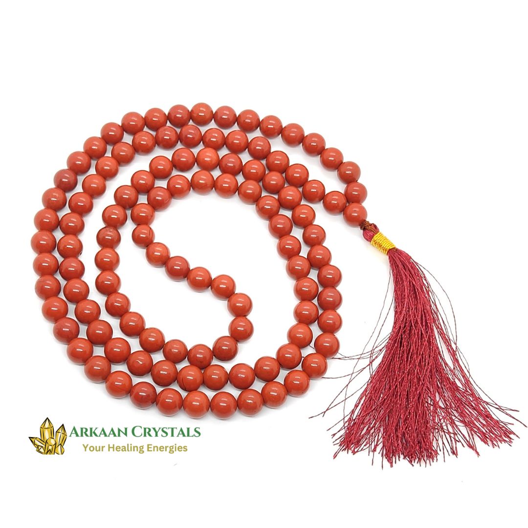 Red Jasper Round Japa Mala 108+1 Beads